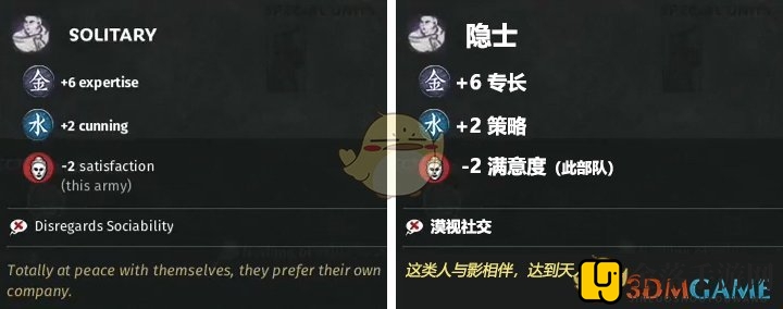 《全面战争：三国》隐士特性效果一览